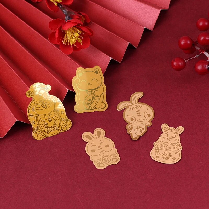 

20Pcs Gold Foil Lucky Cat Mobile Phone Decoration Sticker Gold Lucky Cat Gold Patch Phone Decoration New Year Gift Phone Patch