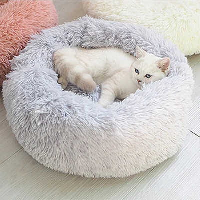 

Dog Pet Bed Kennel Round Cat Bed Winter Warm Dog House Sleeping Bag Long Plush Super Soft Pet Bed Puppy Cushion Mat Cat Supplies