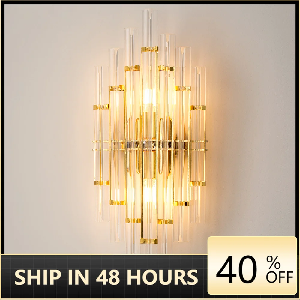 

Nordic Postmodern Led Walllamp Simple Living Room Bedroom Wall Sconce Lamp Bathroom Loft Bed Aisle Crystal Bedside Wall Lighting