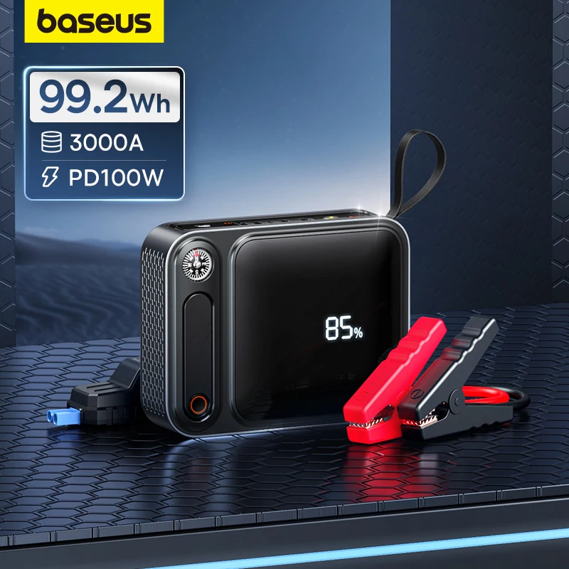 Baseus 3000A urządzenie do uruchamiania awaryjnego samochodu Power Bank 26800mAh urządzenie zapłonowe samochodowy z szybkim ładowaniem PD 100W ładowarka samochodowa 1 Baseus 3000A urządzenie do uruchamiania awaryjnego samochodu Power Bank 26800mAh urządzenie zapłonowe samochodowy z szybkim ładowaniem PD 100W ładowarka samochodowa 1