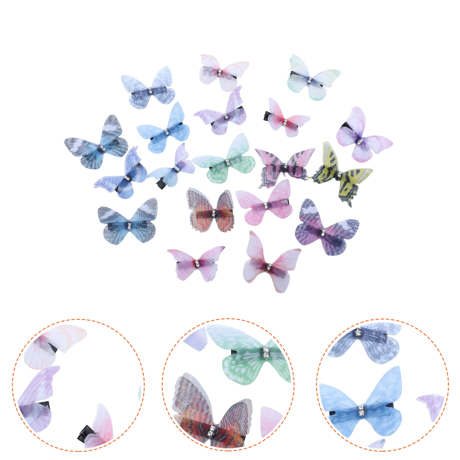 

18pcs Retro Butterflies Style Barrettes Chic Hair Clips Double Tulle Hairpins