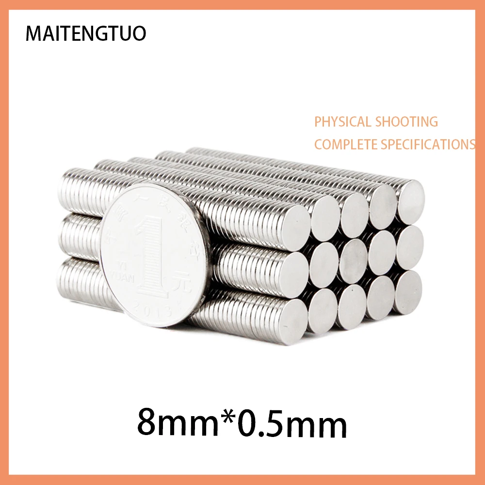 

50-1000pcs 8*0.5 N35 NdFeB Countersunk Round Magnet Super Powerful Strong Permanent Magnetic imane Disc 8mmx0.5mm