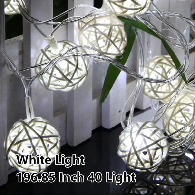 

Rattan Ball Christmas Lights LED String 5m 40 Bulbs Sepak Takraw Colorful Garland Diameter Ball Holiday Decoration Fairy Lamp