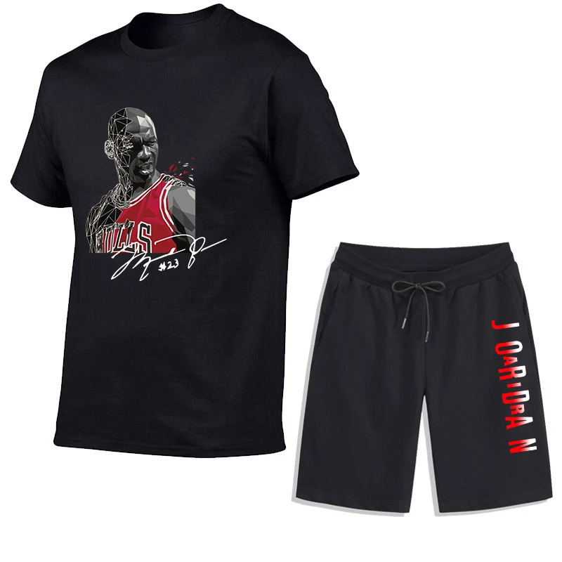 

Summer Men's T-shirt + Shorts Suits Casual T Shirts Sport Set Basketball Short Sleeve Top Cotton Tracksuits Designer Streetwear