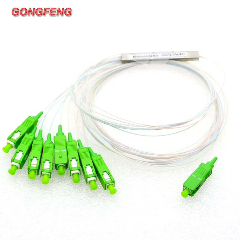 10pcs 1X8 PLC Fiber Optic Splitter FTTH Single Mode Optical Fiber Equipment Connector SC UPC APC 0.9mm Steel Tube Differentia