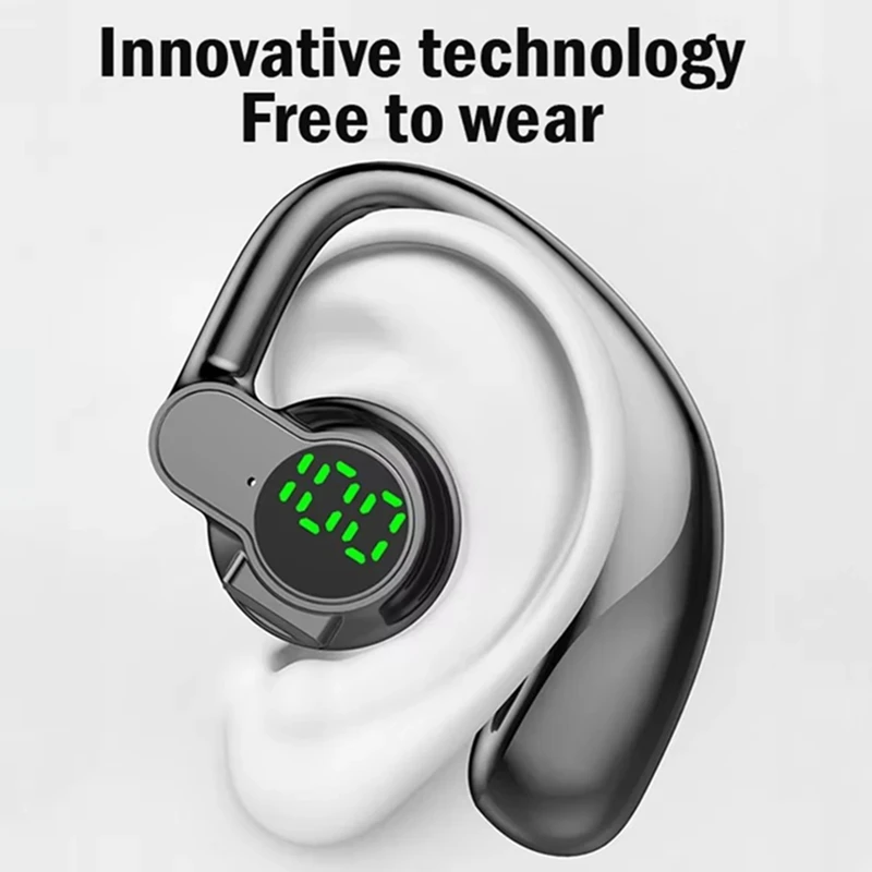 Фото Беспроводные наушники Bluetooth 5.4, длительный срок службы батареи, цифровой дисплей с одним ухом, спортивные наушники для сна и музыки, длительный срок службы №3