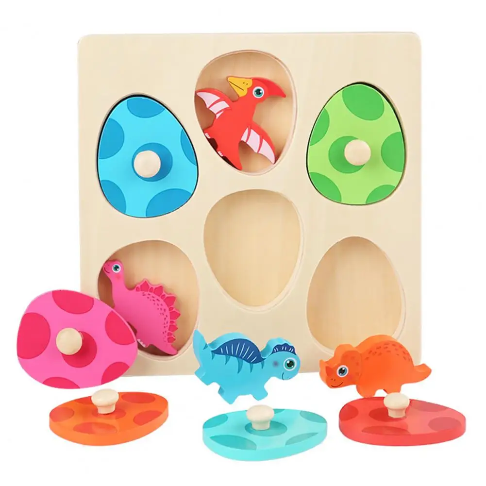 

1 Set Wooden Dinosaur Puzzle Set Fun Three-dimensional Cognition Ability Eco-friendly Sorting Game for Kids Puzzle Toys