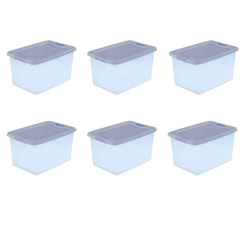 

Sterilite 64 Qt. Latching Box Plastic, Blush Pink Tint, Set of 6 Storage Containers, Closet Organizer, Storage Organization