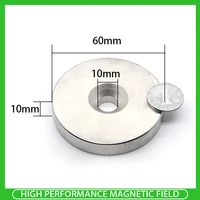 123pcs 60x10 10mm permanent ndfeb strong magnets 60x10mm hole 10mm round countersunk neodymium magnetic magnet
