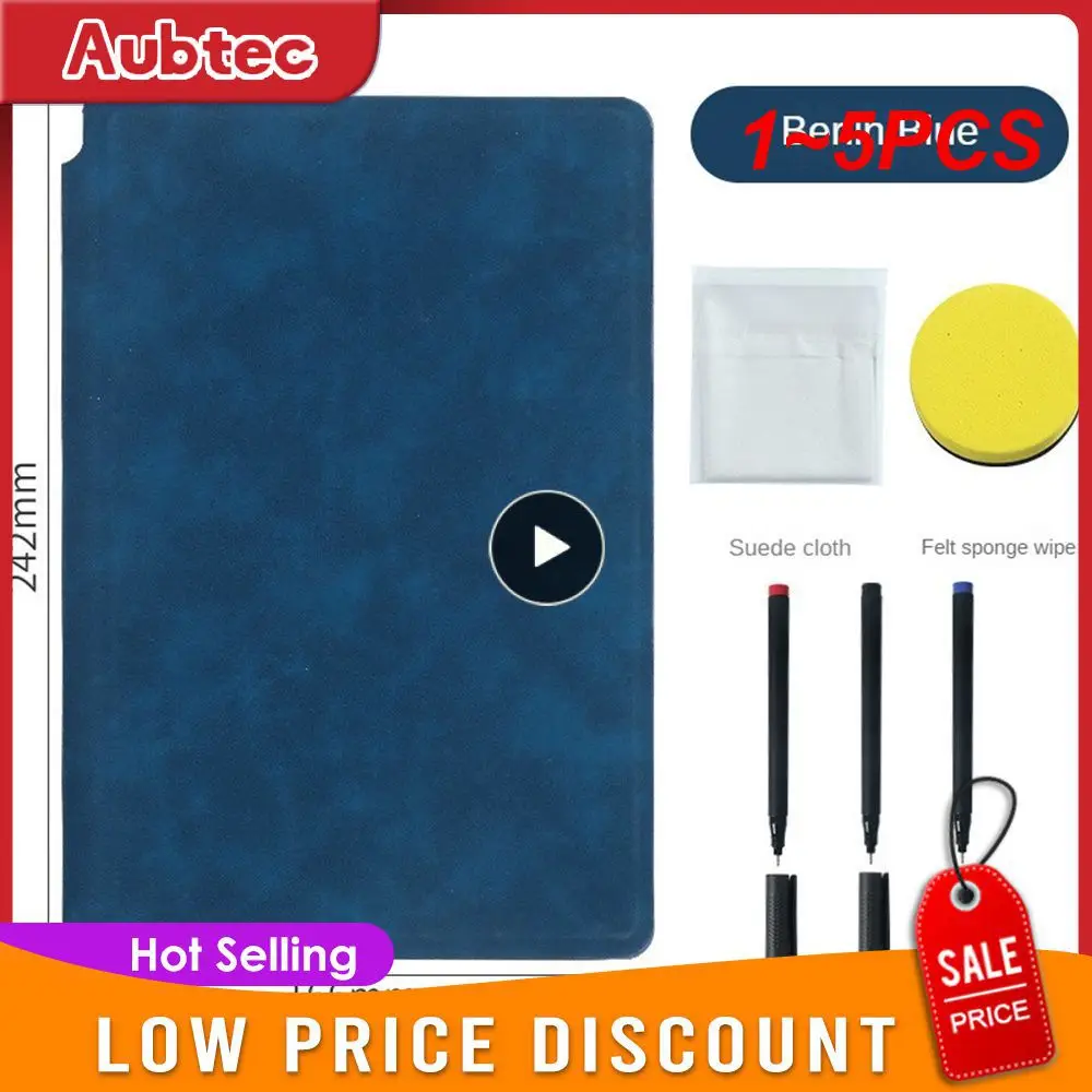

1~5PCS Reusable Whiteboard Notebook Leather Memo Free Whiteboard Pen Erasing Cloth Weekly Planner Portable Stylish Office