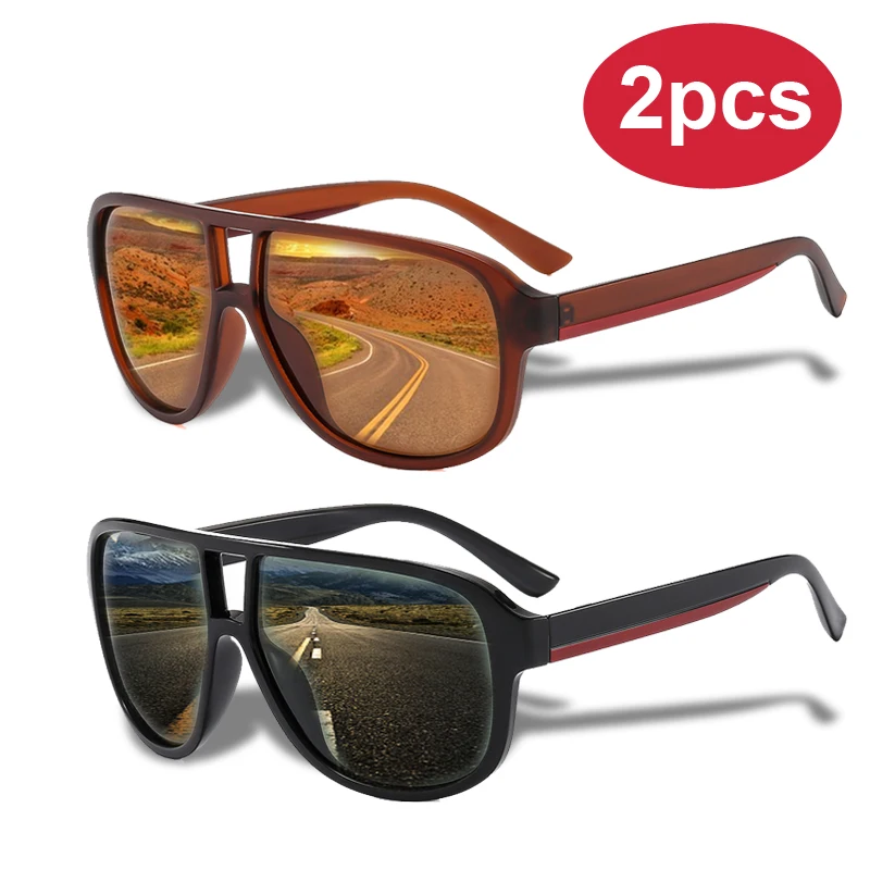 2 шт. квадратные поляризационные солнцезащитные очки с двойными лучами