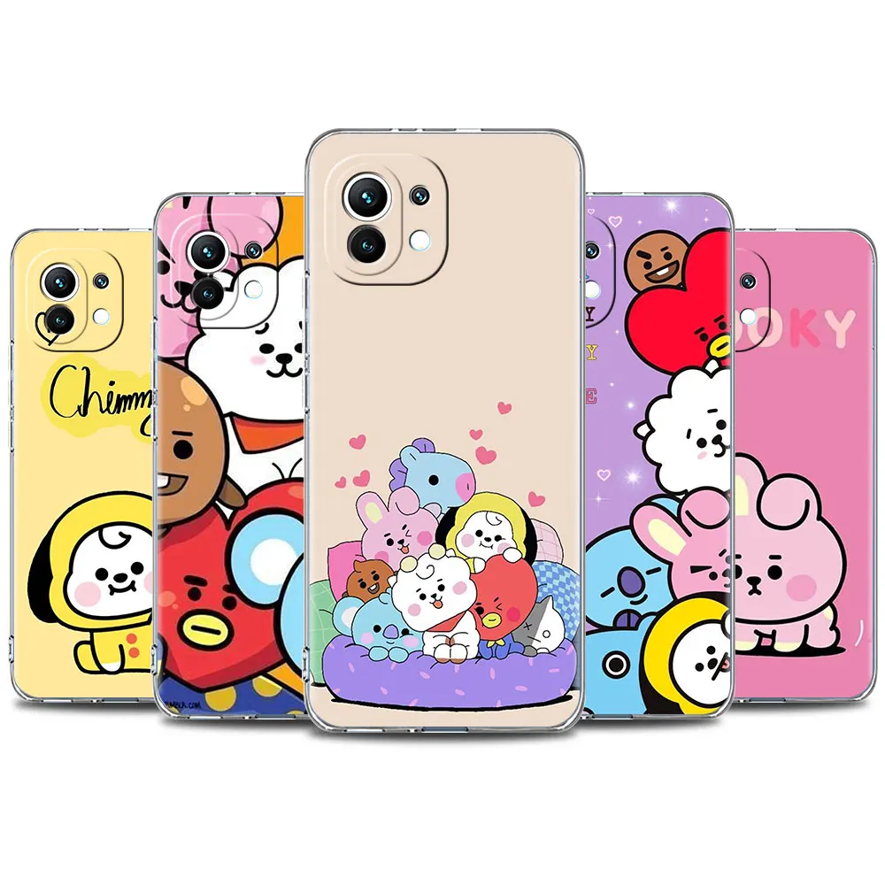 

Cartoon B-BT21 Phone Case for Xiaomi Mi 11T 11 Lite 10T Pro 12 12x Silicone Note 11 CC9 cc9e 9S Cover Funda Coque Shell Caso