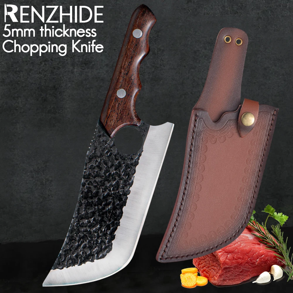 

RZD Chopping Cleaver High Carbon Forged Steel Bone Butcher Knife Cover Sheath Chicken Sheep Resturant Hotel Cooking Kitchen Tool