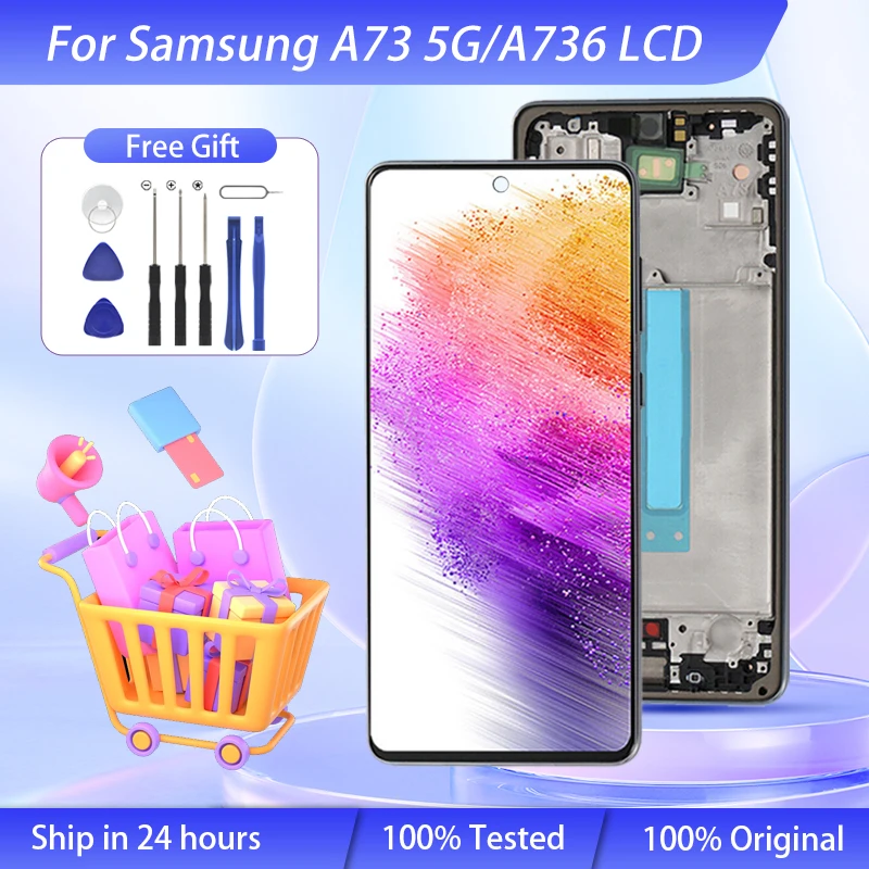 

Wholesale 6.7 Inch A736 Display For Samsung Galaxy A73 5G LCD Touch Panel Digitizer Assembly A736B Screen With Frame Free Ship