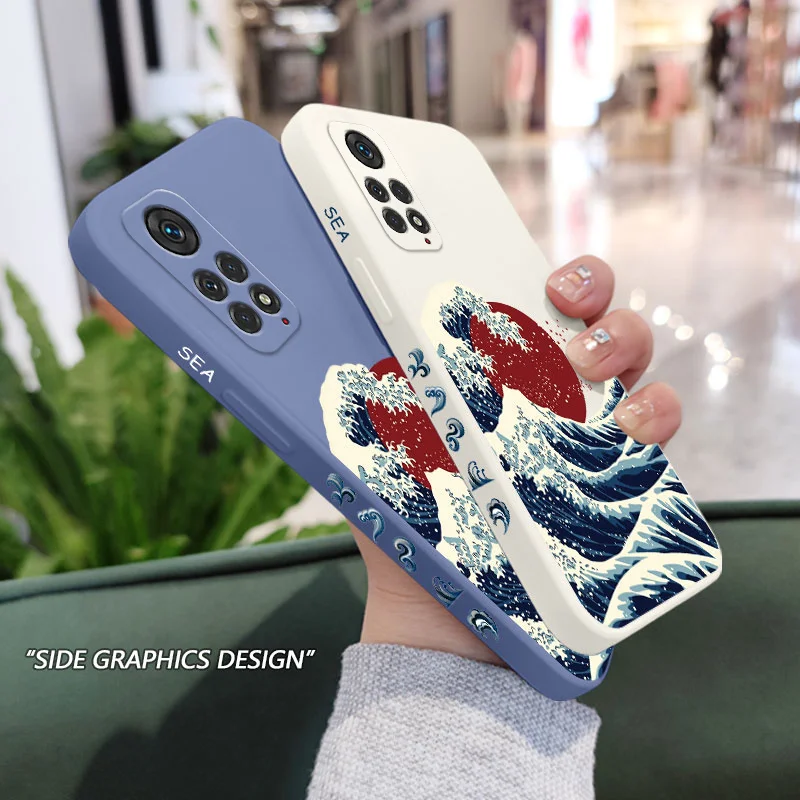 Red Sun Sea Waves Phone Case For Xiaomi Redmi Note 12 12S 11 11S 11T 10 10A 10T 10S 9T 9 8 7 Pro Plus 10C 9A 9C 9T 4G 5G Cover