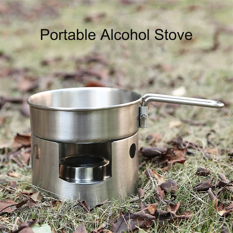 

Outdoor Camping Stove Portable Metal Alcohol Stove Rack With Windscreen Outdoor Ultralight Windshield Hiking Backpack Cookware