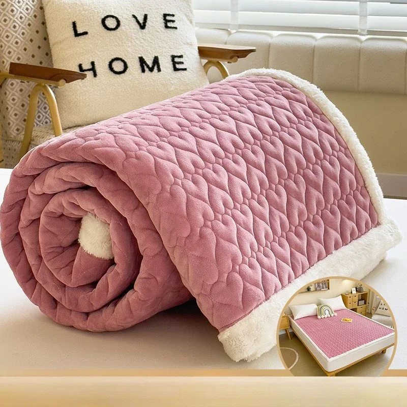 Стеганый матрас для зимы толстое теплое Флисовое одеяло кровати однотонные