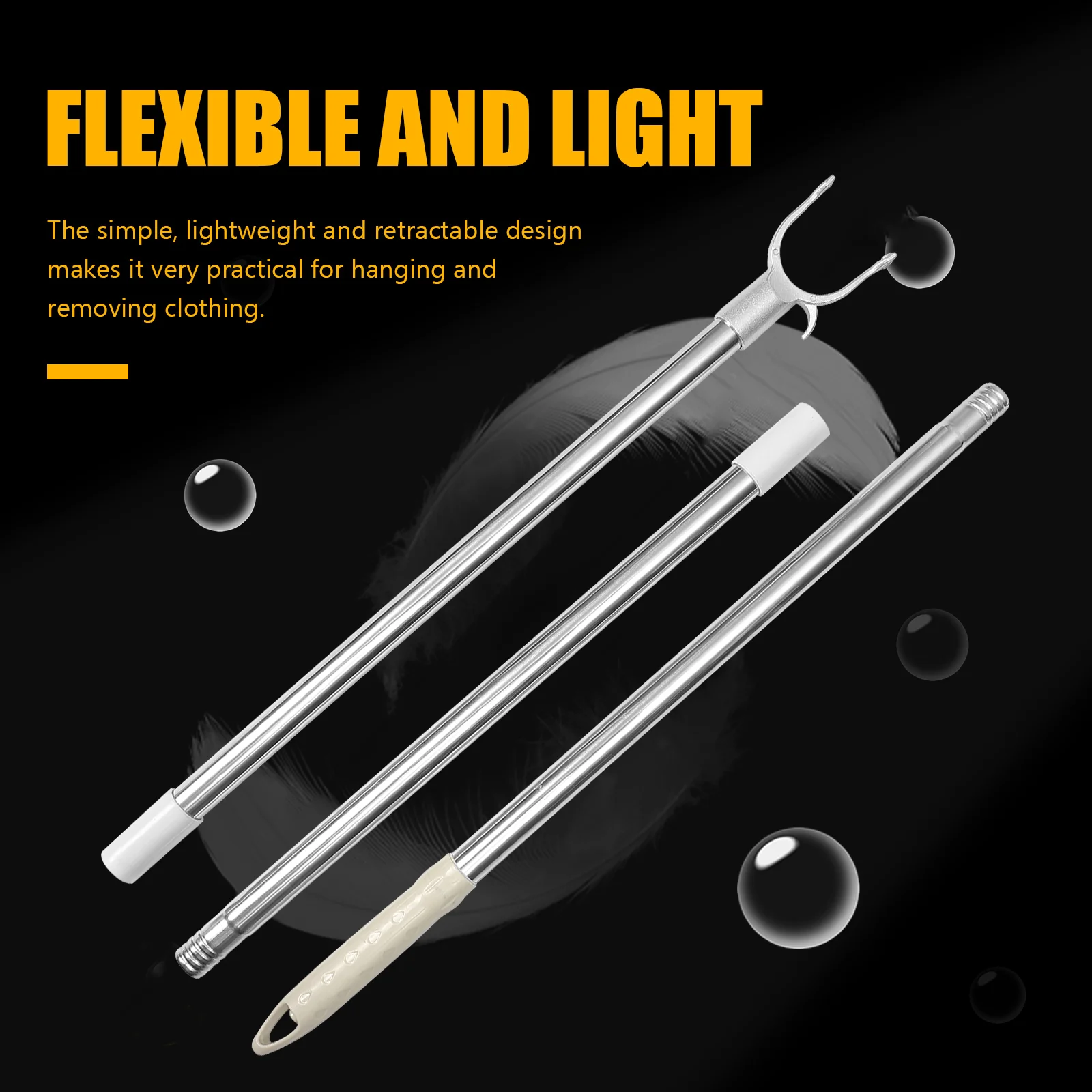 

Pole Closet Clothes Hook Rod Reach Stick Retractable Clothing Clothesline Reaching Hanger Reacher Adjustable Drying Prop Fork