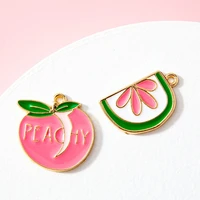 10pcslot enamel fruit charm cute peach watermelon alloy drop oil pendant diy bracelet jewelry making supplies wholesale