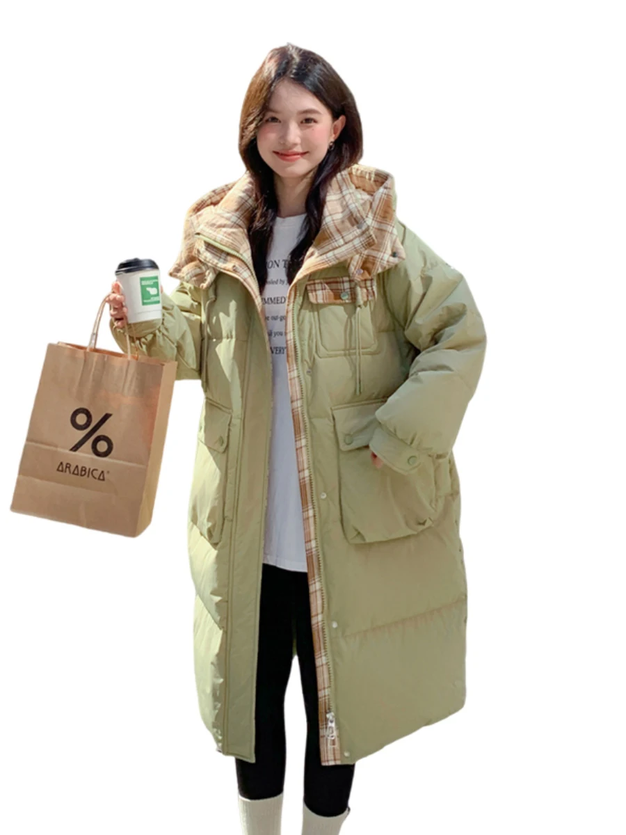 Женский пуховик больших размеров новинка зимы 2024 модный корейский средней длины