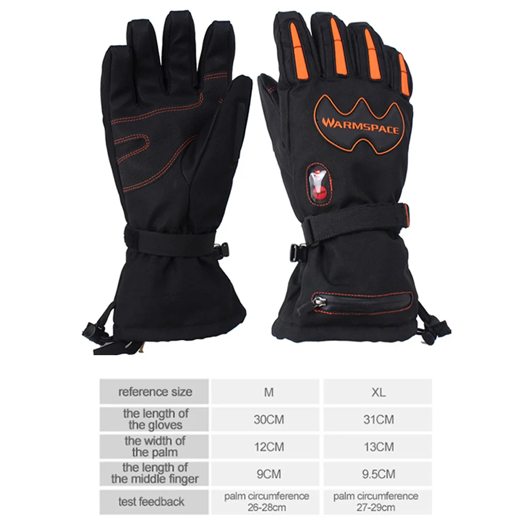 

1 Pair Heated Gloves Outdoor Waterproof Battery Powered Heated Ski Gloves 3 Level Temperature Control US/EU Plug
