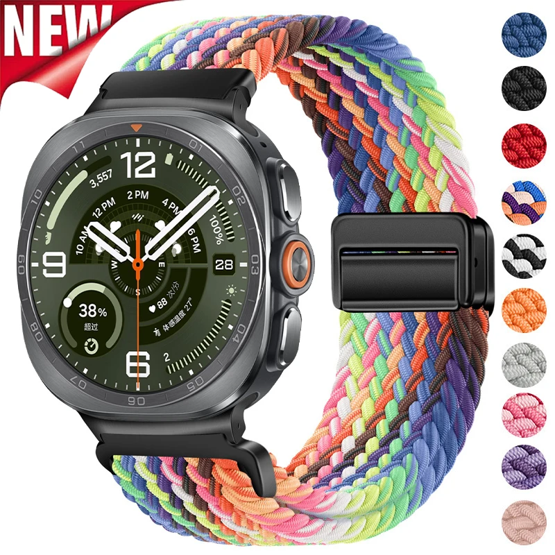 Фото Магнитный нейлоновый ремешок для Samsung Galaxy Watch Ultra 2 2026 47 мм, плетеный браслет для Galaxy Watch Ultra 2025. №1
