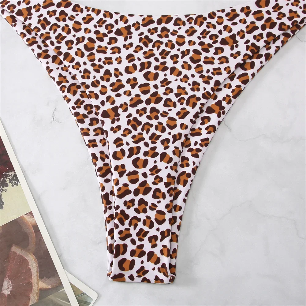 Леопардовые комплекты бикини купальник-стринги женский купальник с завязками на