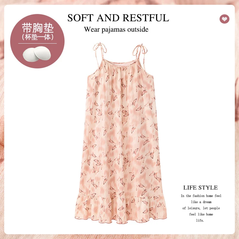 Сексуальная летняя Трикотажная хлопковая ночная рубашка женская на бретельках с