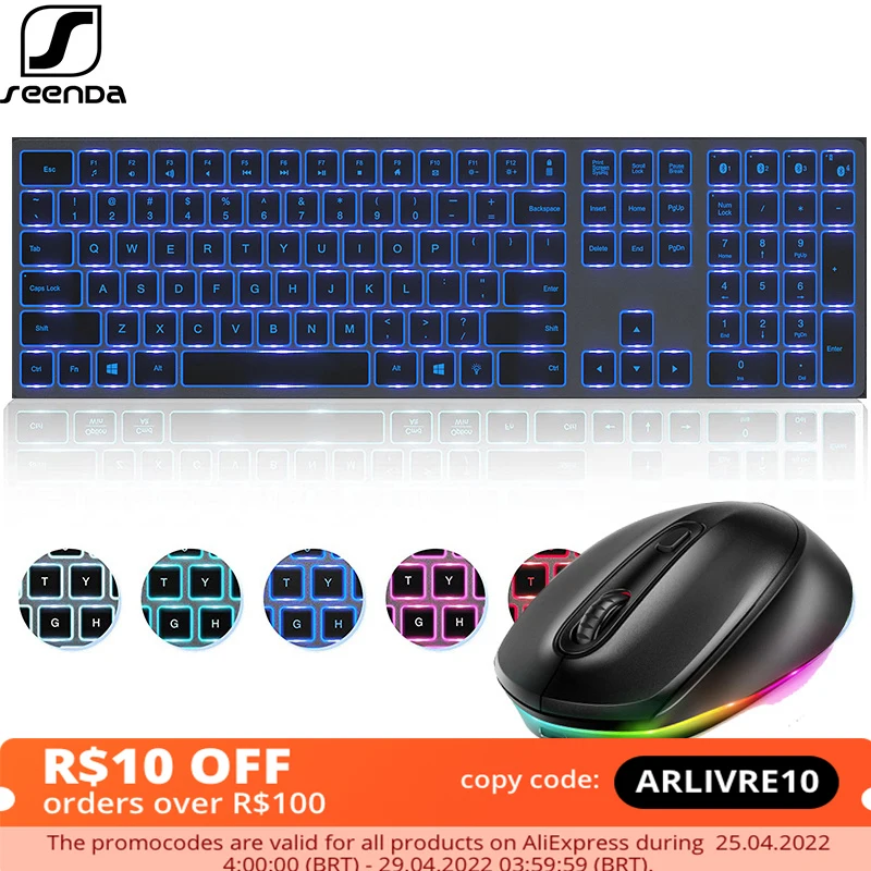 seenda multi device bluetooth keyboard backlit rechargeable wireless keyboard compatible with ipad iphone ios android mac os free global shipping