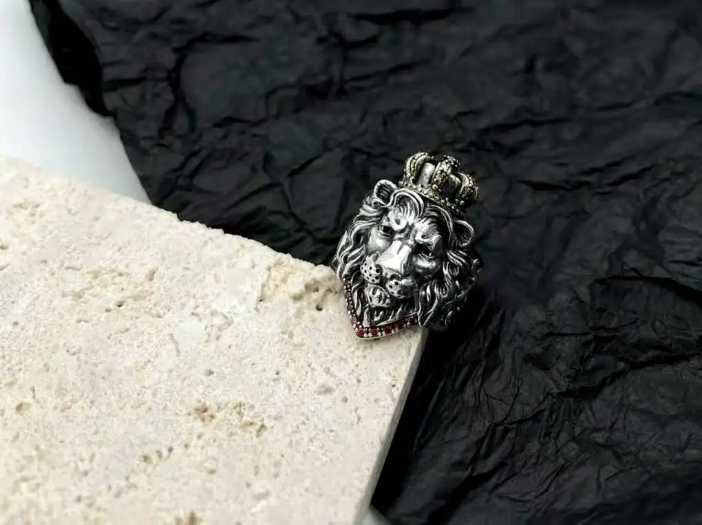 Оптовая продажа властное кольцо с короной льва тайское серебряное