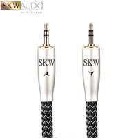 skw upgrade audiophile stereo 3 5mm audio aux cable for car speaker cotton braided 24k gold plated copper housing 18 inch jack