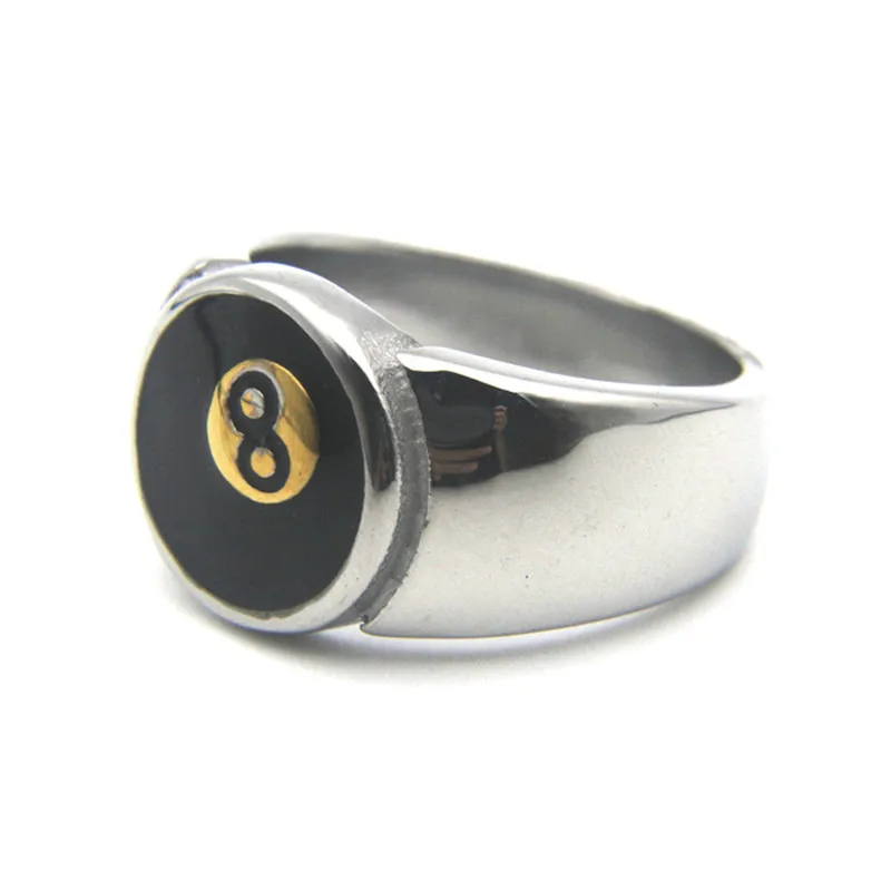 

Золотистое серебристое черное кольцо с 8 шариками из нержавеющей стали Ретро панк байкерское бильярдное кольцо на удачу 8