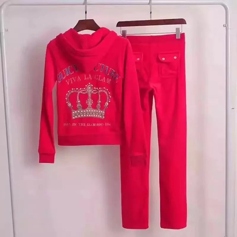 YICIYA Juicy Tracksuits Woman Zipper Sweatshirt And Pants suit Sportswear Female Women's Sewing Suit Velvet Sports Two Piece Set