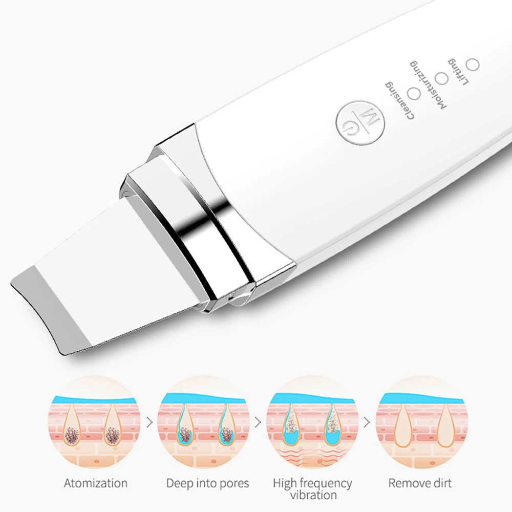 

Ultrasonic Skin Scrubber Vibrate Ion Deep Face Clean Machine Facial Spatula Skin Scraper Ultrasound Peeling Shovel Pore Cleaning