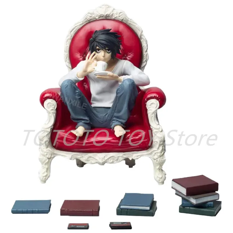 

24cm GK Death Note L Lawliet Anime Figure Coffee Watari & L Action Figure Light Yagami Figurine Adult Collectible Model Doll Toy