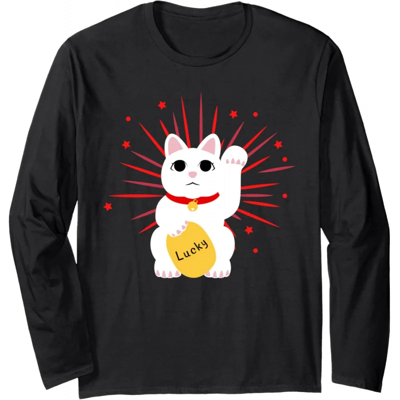 Толстовка с длинными рукавами Lucky Cat в японском стиле фэн-шуй