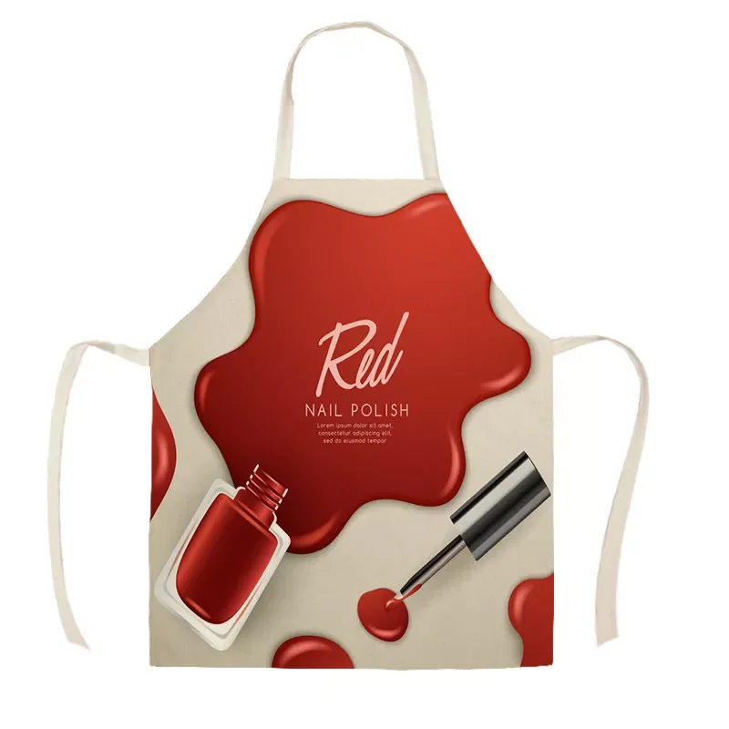 

Polish Pattern Apron Cotton Linen Ladies Home Cooking Cleaning Barbecue Apron Nail Shop Sleeveless Apron Limpieza Hogar