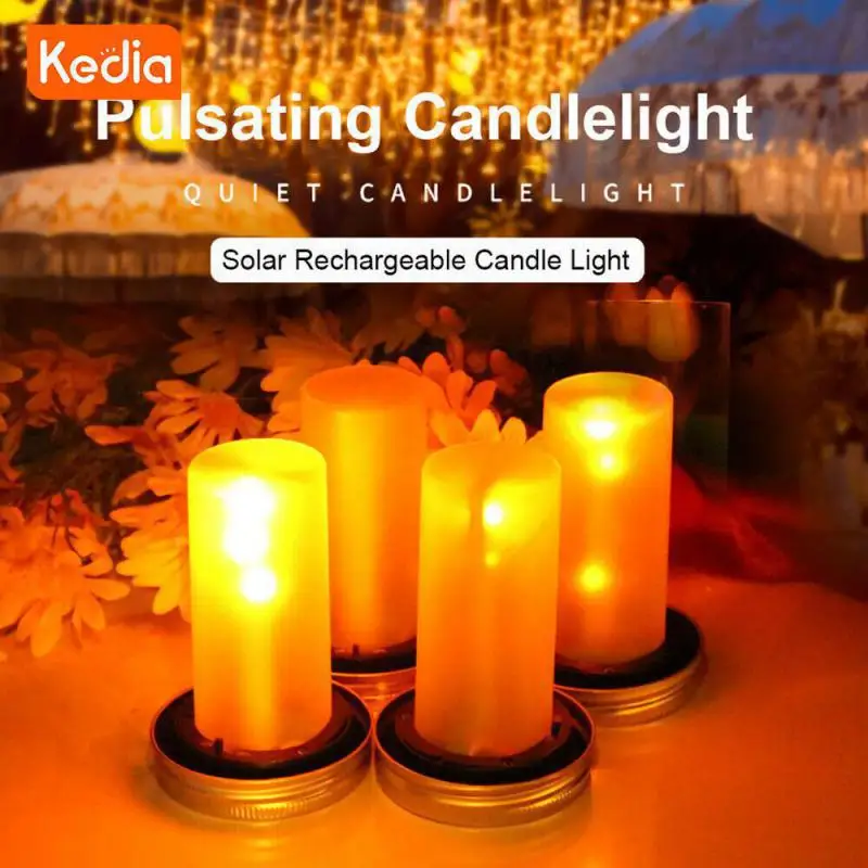 

Solar LED Simulation Flame Flashing Garden Wedding Courtyard Home Decoration Mason Bottle Cap Lamp Home Decoration Lighting