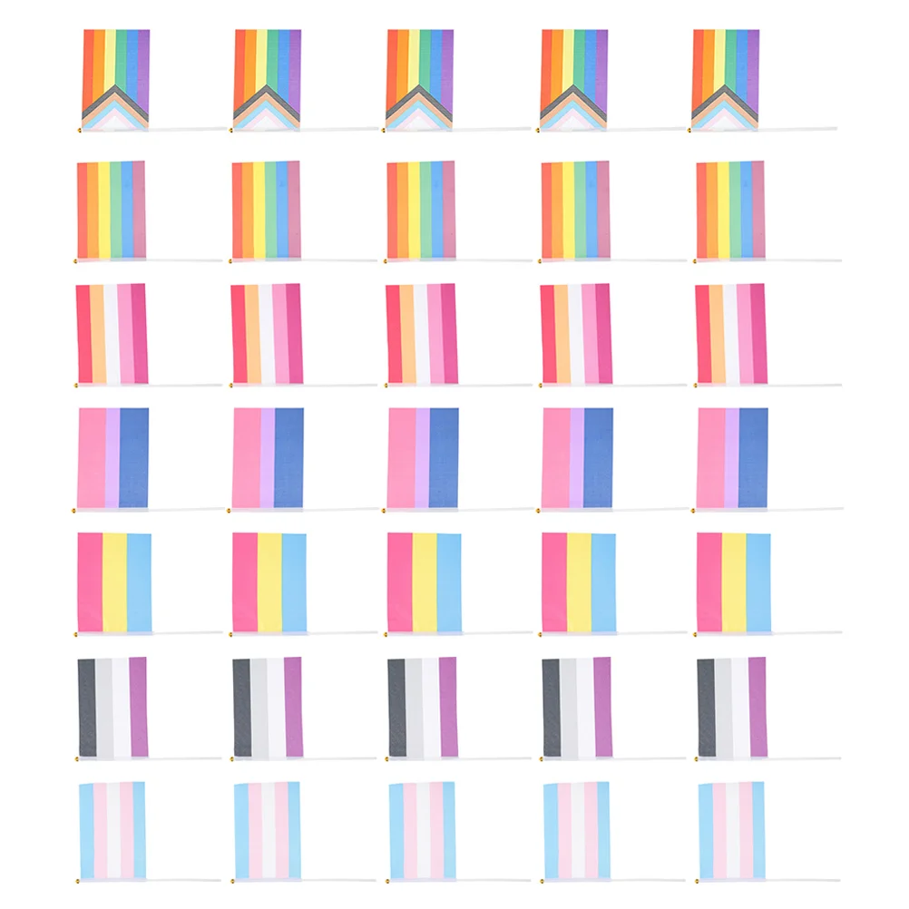 

70pcs Handheld Flags Stripes Rainbow Flags Festival Pride Flags Lesbian's Flags