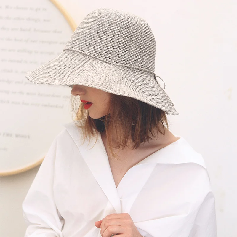 MAXSITI U  Breathable Sun Protection Hand-Knitted Paper Straw Bucket Hats For Women Summer Travel Leisure Harajuku Versatile Cap