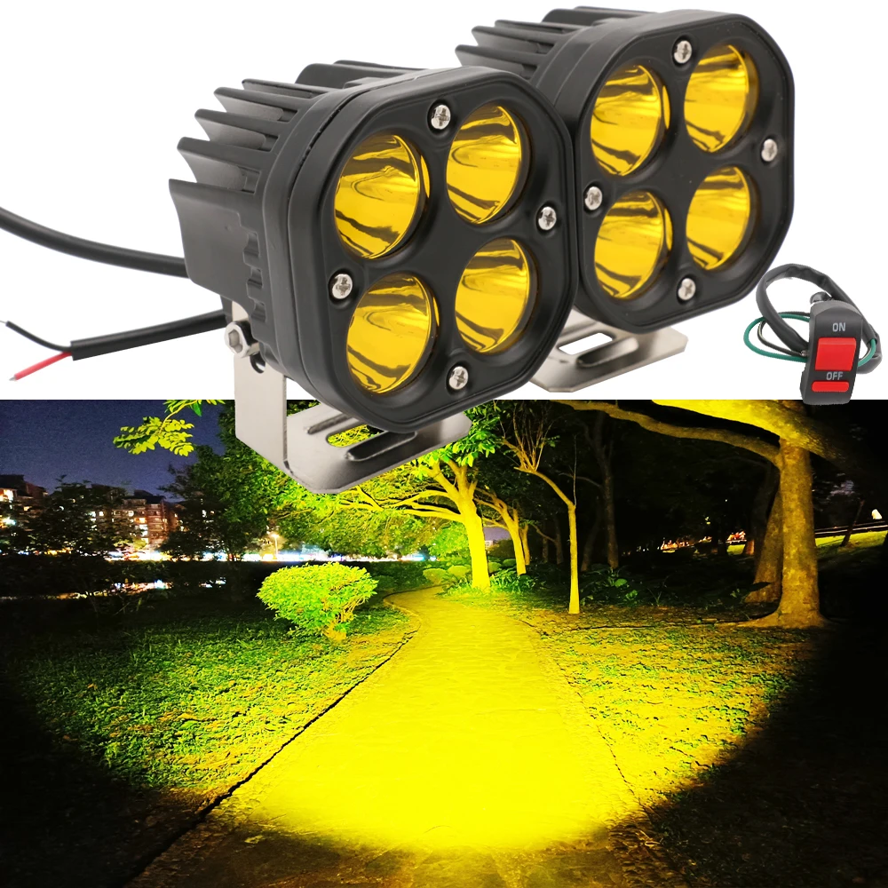 

Motorcycle Led Work Light Bar 12V 24V For Car Yellow Fog Lamp 4x4 Off Road Motorcycle Tractors Driving Lights White Square Spot