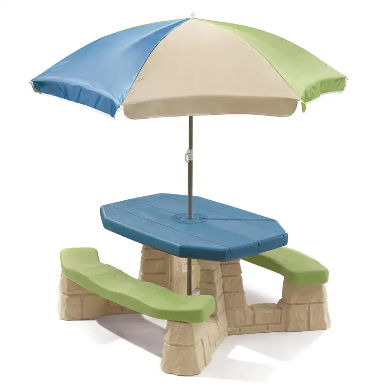 

Playful Picnic Table with Removable Umbrella, Plastic
