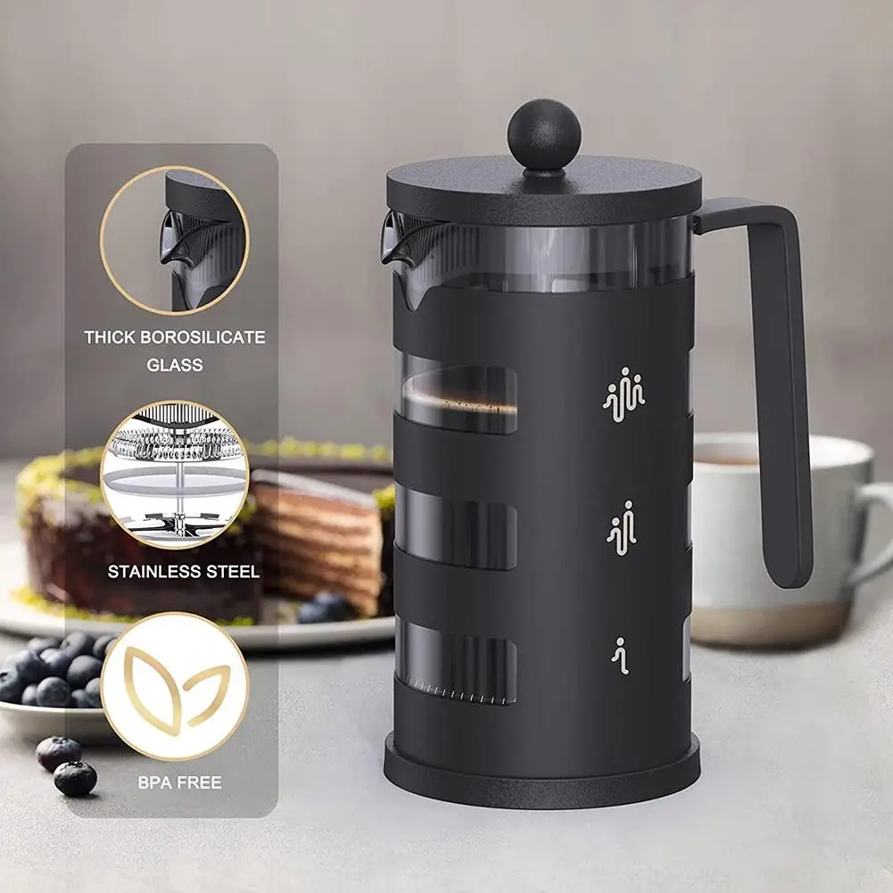 350ml Press Coffee Machine Portable Stainless Steel Coffee Maker With 4 Stage Filter System For Home Travel Camping