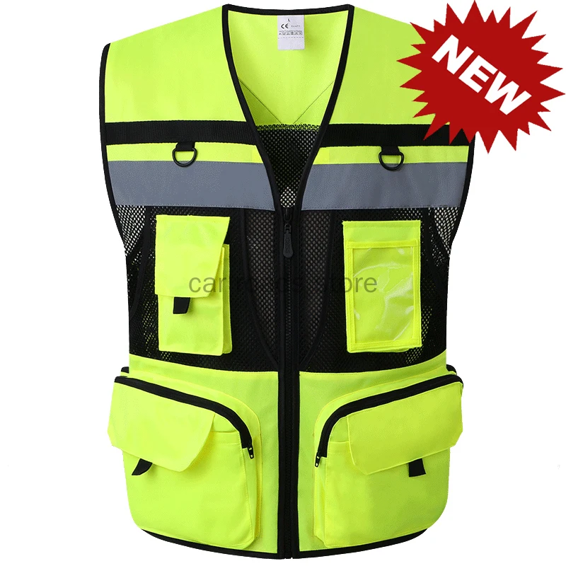 

Cycling Reflective Safety Vest Workwear Mesh Waistcoat Jacket Vest With Cross Tapes On Back Protect Warning Vest LOGO Printing