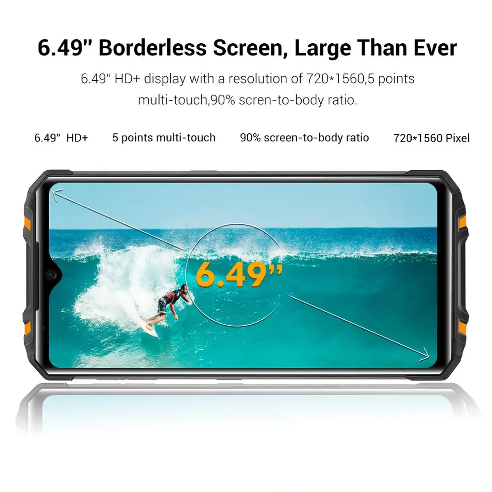 OUKITEL WP8 Pro 4GB 64GB 5000mAh NFC IP68 Rugged Sports Mobile Phone 6.49'' Fingerprint Android 10 16MP Triple Camera Octa Core