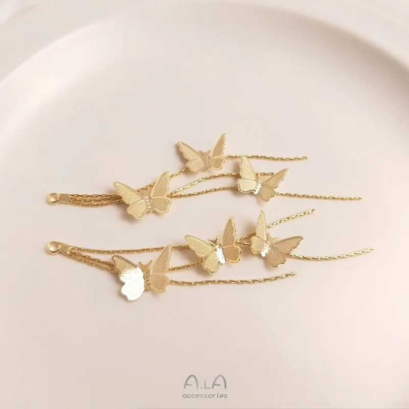 

14K Light Gold Plated 18K Golden Fairy Butterfly Tassel Lanyard DIY Earrings Eardrops Earrings Charm Fashion Accessories