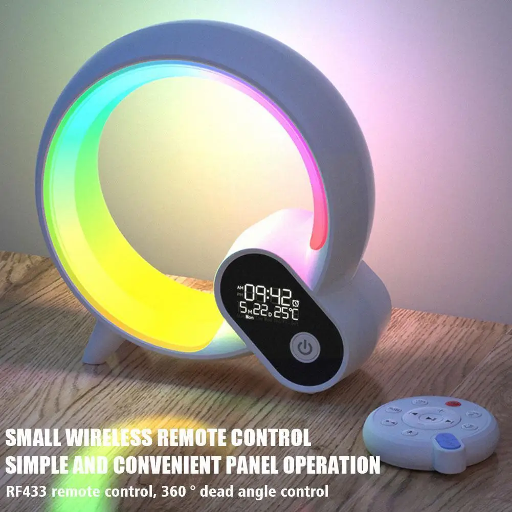 

Умное пробуждение, светильник светодиодный Ambient, bluetooth-динамик, часы, симуляция восхода солнца, шум, управление через приложение, Встроенный пульт дистанционного управления, будильник Wh B3D9