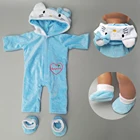 Кукольное пальто для новорожденных 43 см, комплект с капюшоном с мультяшным голубым котенком для новорожденных 17 дюймов, искусственная детская игрушка, одежда