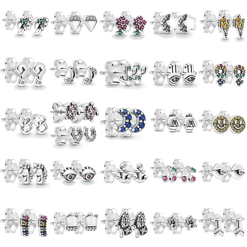 Me Series Earrings My Note Smile Moon Turtle Butterfly Earrings DIY Charm Women's 925 Sterling Silver Fashion Premium Gift Jewel