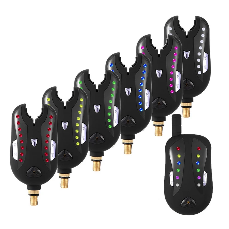 

High Quality Electronic Carp Fishing Tackle Colorful LED Light Wireless Fishing Bite Alarm 1+6 Set